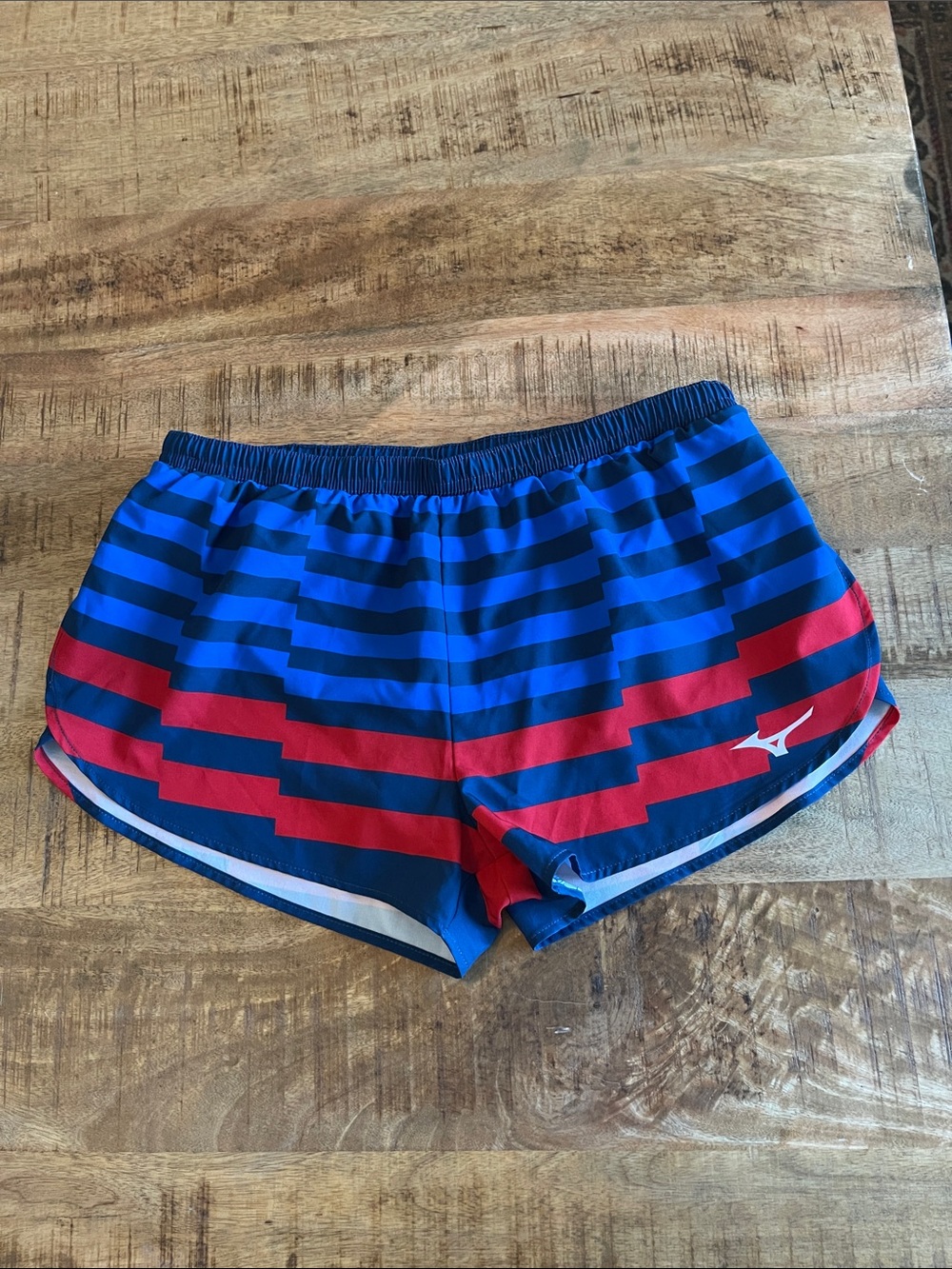 Mizuno 2.5” printable running athletic shorts lined medium patriotic colors